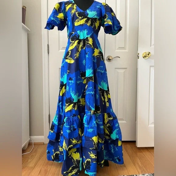 Christopher John Rogers Floral Tiered Maxi Dress Size 0 - Picture 1 of 12